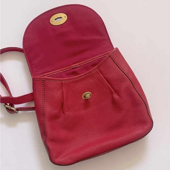 Fossil Crossbody Leather Satchel Bag Carson Style Red Casual One Size - Picture 8 of 17